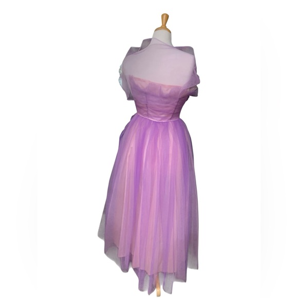 Vintage 50’s pink and purple strapless tulle prom dress w/sweetheart neckline s4 - Picture 7 of 12